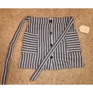 Blue & White Stripped Button Skirt